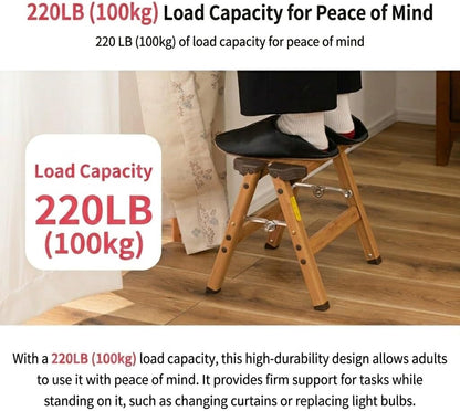 AZUMAYA PC-401 Folding Step 11.5" Inches Height Aluminum Frame Material, W13.0 x D11.0 x H11.5, Wooden Pattern Printed Surface Finish