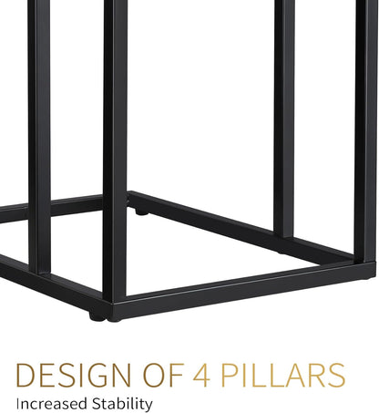 C Shaped Side Table Set of 2, Skinny Sofa Table for Sofa and Bed, Couch Tables That Slide Under, Small End Tables for Living Room, Bedroom or Small Spaces, Black