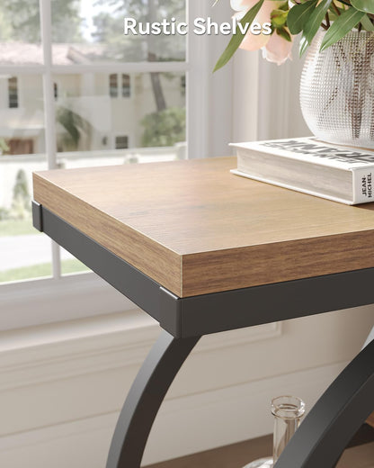 LITTLE TREE End Table, Set of 2 Narrow Side Table with 4-Tier Large Storage Space, Modern Bedside Table for Living Room, Home Office, Bedroom, Natural