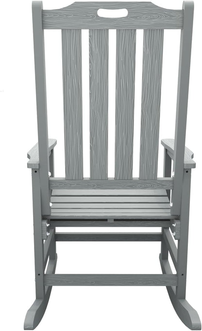 THOEOE Outdoor Rocking Chairs Set of 2, Oversized Patio Rocking Chair | HDPE Outdoor Rockers for Front Porch, Patio, Backyard, Balcony and Garden. All-Weather High Back Design, Gray