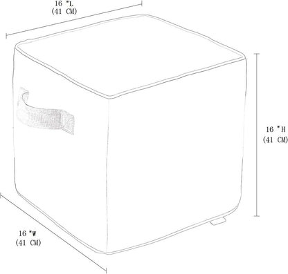 QILLOWAY Inflatable Outdoor Ottoman for Patio, Water Resistant Pouf Cube 16", Inflatable Foot Rest, Outdoor Footstool for Poolside, Garden,Camping, Sand,Beige,Camel