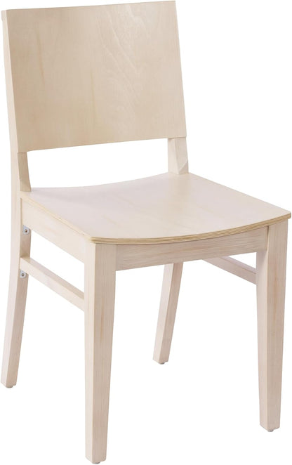 Flash Furniture Naples Commercial Solid Wood Dining Chair, Curved Backrest, Sturdy Mortise and Tenon Construction, Antique White