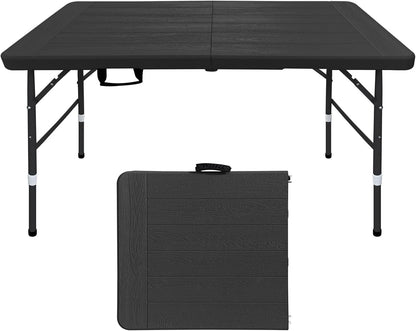 Folding Table, 4FT/6 FT Foldable Table with Carrying Handle, Steel Legs Heavy Duty Portable Utility Table for Party, Dining, Wedding, Events, Picnic Indoor, Outdoor, Camping