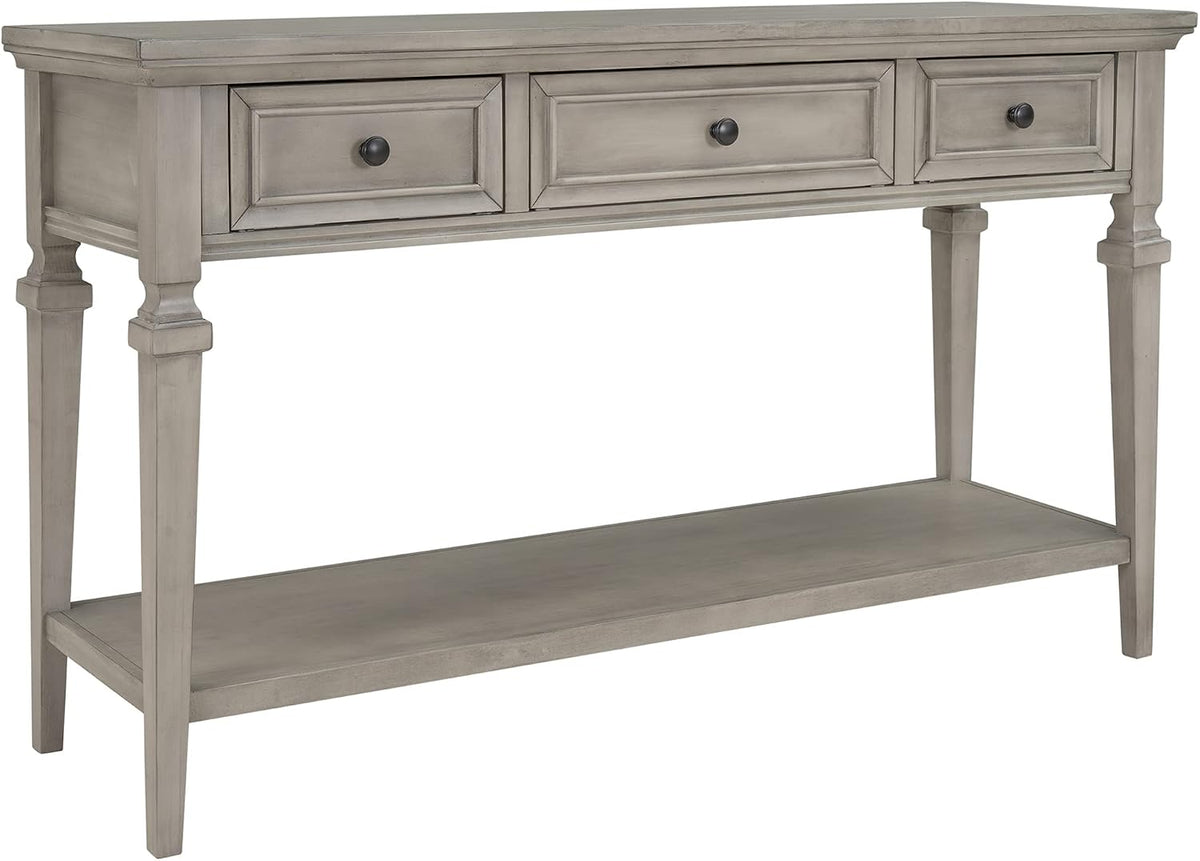 Knocbel 50" Retro Style Console Table Solid Wood Frame Sofa Table with Bottom Open Shelves and 3 Top Storage Drawers Entryway Table for Living Room, Coffee Bar, Hallway, Front Hall