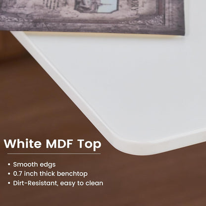Square Dining Tulip Table for 4, Mid-Century Modern Table with Sturdy Metal Pedestal for Kitchen, Bistro, Cafe, Leisure (White, 27.6 INCH)