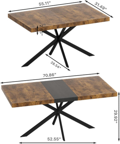 71" Extendable Dining Table for 4-8 People Wooden Dining Room Table Modern Extendable Kitchen Table for Dining Room, Small Space Saving Design, Easy Assembly(Brown)