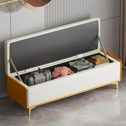 Modern Bed End Stool Bedroom Shoe Changing Entrance Bench Clothing Store Cloakroom Rest Sofa Storage Entryway(Yellow,Large)