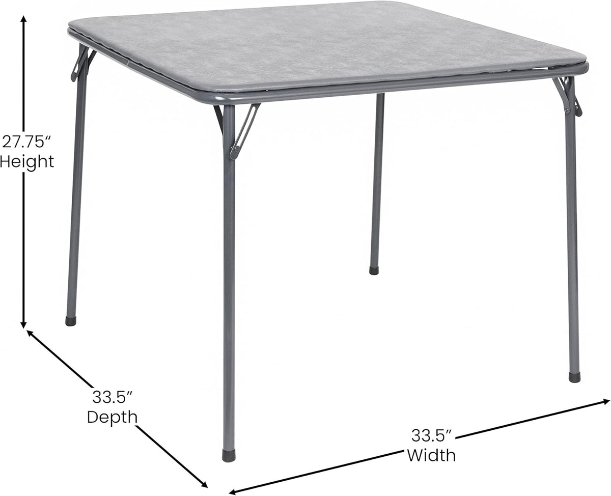 Flash Furniture Madison 5-Piece Folding Card Table and Chair Set, Gray | Portable, Indoor/Outdoor, Event Table and Chairs