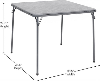 Flash Furniture Madison 5-Piece Folding Card Table and Chair Set, Gray | Portable, Indoor/Outdoor, Event Table and Chairs