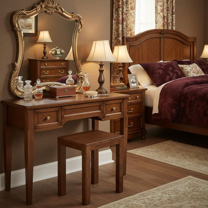 100% Solid Wood End Table for Living Room, Walnut Dining Stools with Round Edges, 17-inch Step Stool Vanity Ottoman Footrest for Dining Room Living Room Entryway