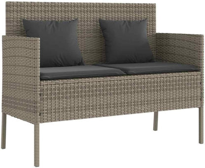 Patio Storage Bench with Cushion, PE Rattan Garden Bench with Waterproof Bag, Outdoor Seating and Storage Box for Cushions and Towels, Gray