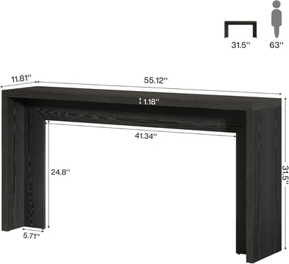 Tribesigns 55-Inch Farmhouse Console Table, Wooden Couch Table Behind Sofa with Storage, Narrow Long Entryway Hallway Table for Living Room, Entrance (Black)
