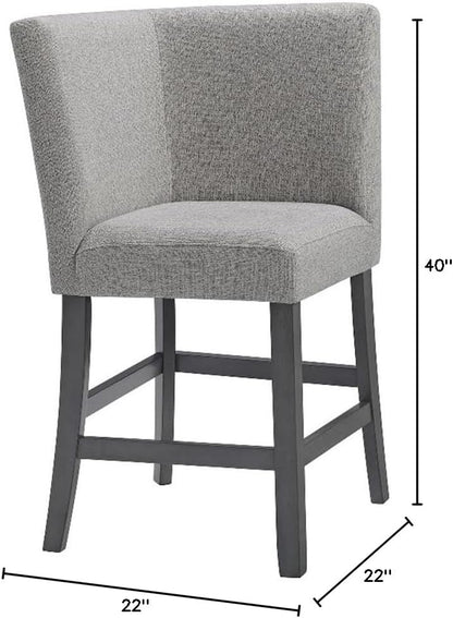 Pemberly Row Counter Corner Bench, 22" W x 22" D x 40" H, Upholstered Back in Gray, Foam-Filled Seat, Nailhead Trim, Rubberwood Frame, Versatile Seating for Kitchen or Dining Room