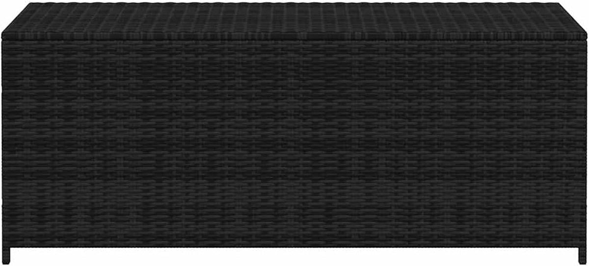 Gecheer Garden Storage Box Resin Wicker 150x50x60 cm for Outdoor Patio PE Rattan Black