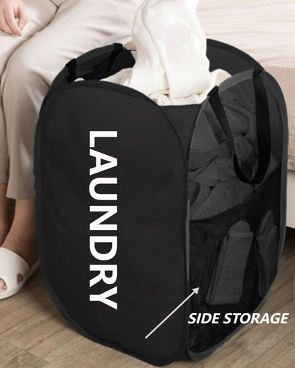 Collapsible Laundry Hamper Foldable Clothes Basket with Mesh Sides Handles for Storage and Organization Pink BLC732-01