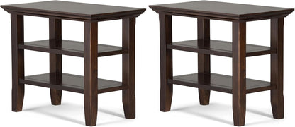 SIMPLIHOME Acadian Solid Wood 14 inch Wide Transitional-Style Narrow Side Tables in Brunette Brown for the Living Room and Bedroom (Set of 2)