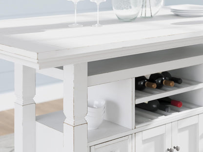 Signature Design By Ashley Robbinsdale 72-Inch Counter Height Dining Table with Kitchen Island Storage, Rubberwood Solids, Ash Veneer and MDF Substrates, Antique White