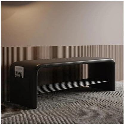 Modern Doorway Shoe-Changing Stool Shoe Cabinet Storage Two-Purpose Bedroom Simple Bedside Bench for Sitting Entryway(Black,Large)