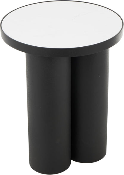 Deco 79 Metal Side End Accent Table End Table with White Marble Tabletop, Side Table 16" x 16" x 20", Black