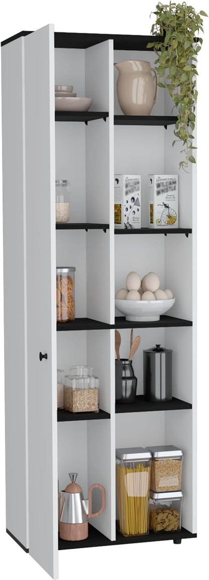 Kitchen Pantry Storage Cabinet with and Five Interior and Exterior Shelves