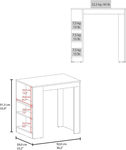 Kitchen Island with Dining Surface and Storage Shelves | Three side shelves for kitchen storage and meal prep convenience