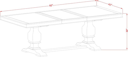 LKT-SBB-TP - A Wooden Dining Table with Removable Rectangular Tabletop - Sand Blasting Black Finish