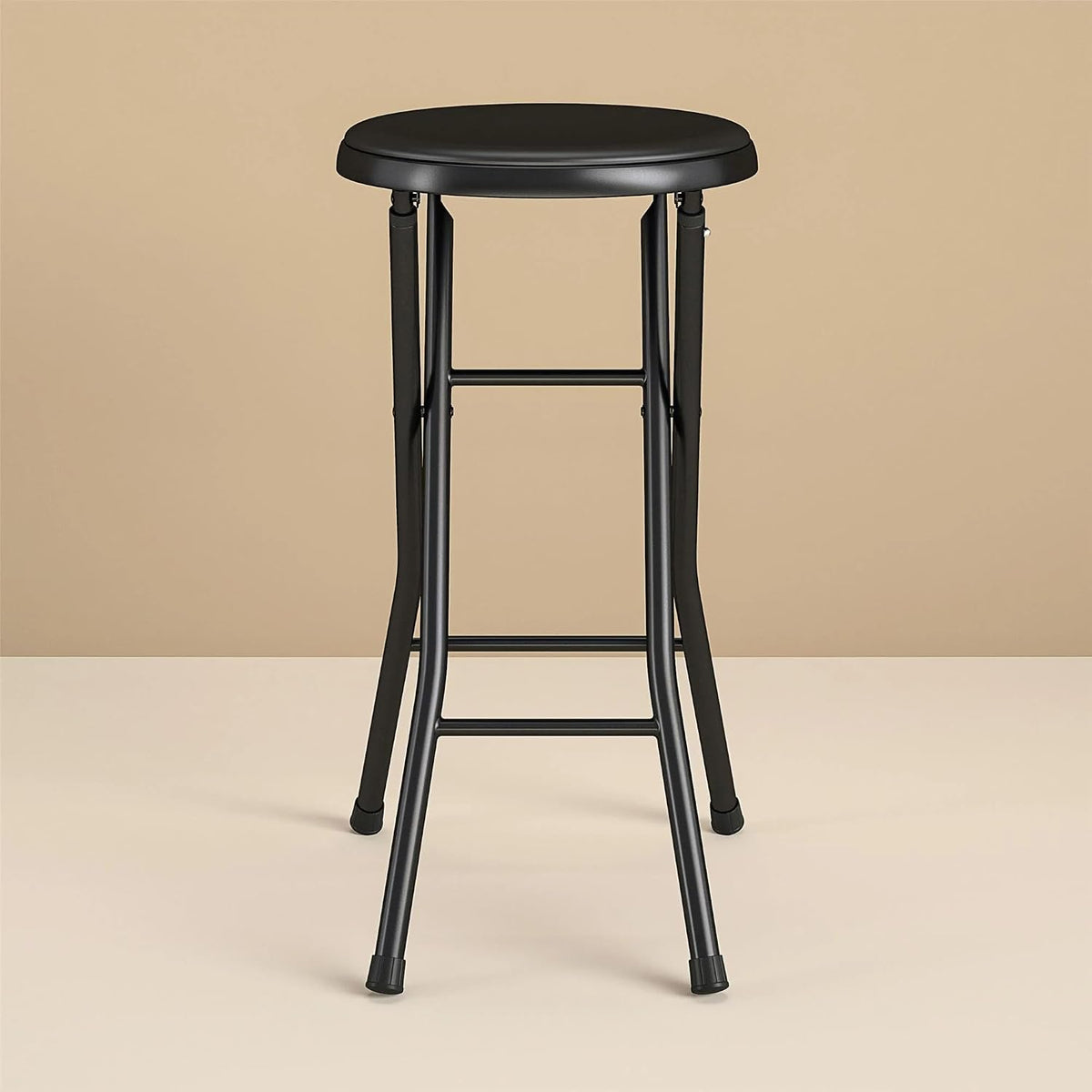 24" Vinyl Padded Folding Stool, Black
