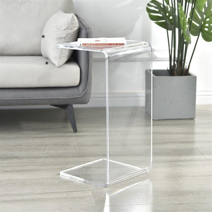 Acrylic Coffee Table, Side Table, Small Tea Table, Sofa Side Table, Small Bedside Table, Modern, Modern C-Shaped Acrylic Side Table(Brown,30 * 30 * 55cm)