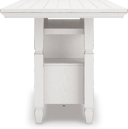 Signature Design By Ashley Robbinsdale 72-Inch Counter Height Dining Table with Kitchen Island Storage, Rubberwood Solids, Ash Veneer and MDF Substrates, Antique White