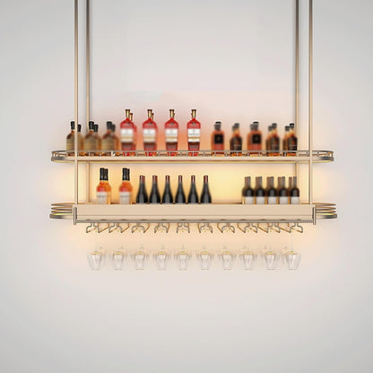 Modern Gold Hanging Wine Glass Holder，Ceiling Bar Wine Glass Shelf，Ceiling Mounted Bottle Rack，for Home，cafes ，Bar