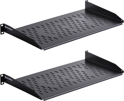 RackPath 1U Cantilever Universal Rack Shelf - 10in Deep – Rackmount Shelf for 19’’ AV/Network Equipment Racks – 55lbs Capacity - 2Pack