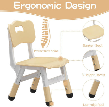 IDEALHOUSE Kids Table with 6 Chairs Set, Toddler Activity Table with Chairs | Adjustable Height & Storage Boxes, 47" x 24" Wood Grain Top, for Home, Classroom, Daycare, Natural (Water Pen Not Included)
