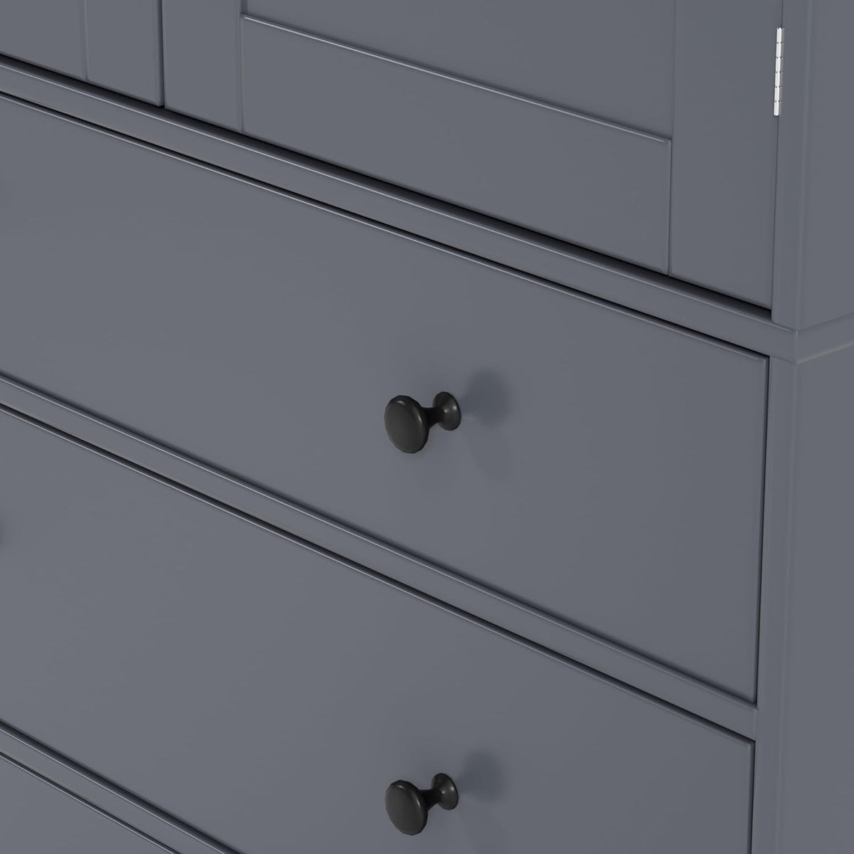 77inch Farmhouse Kitchen Pantry, Freestanding Tall Cupboard Storage Cabinet with 3 Adjustable Shelves, 8 Door Shelves, 3 Drawers for Kitchen, Dining Room, Gray