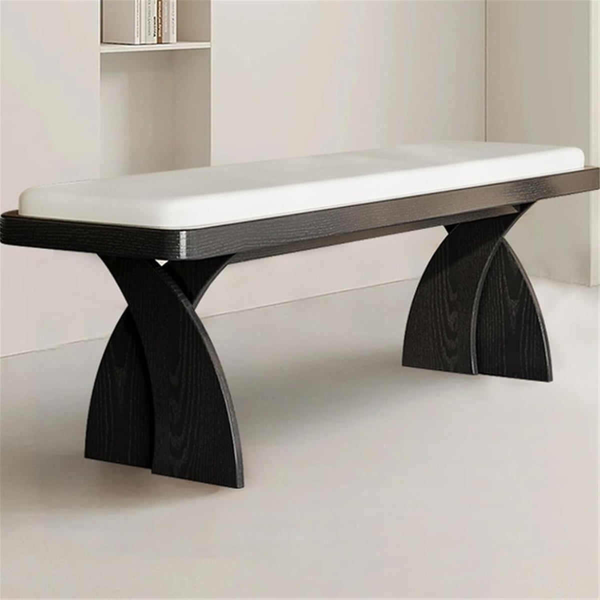 Modern Wooden Long Bench at The Foot of The Bed in The Bedroom Dressing Room or Home Use Leather Shoe Changing Entryway(Medium)