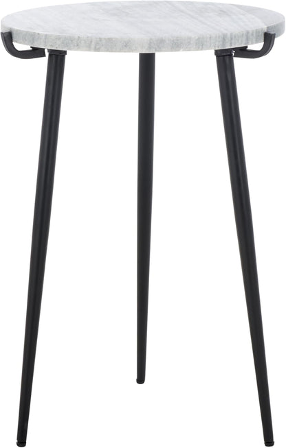 SAFAVIEH Home Collection - Hesse Side Table, Round Grey Marble Top with Black Metal Legs, Fully Assembled (ACC3732A)