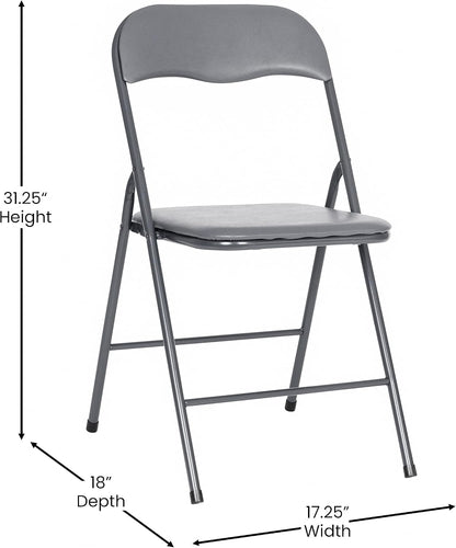 EMMA + OLIVER Gray Square Folding Card Table and Chairs Set for 4 Players | Lightweight, Easy Storage, Padded Top