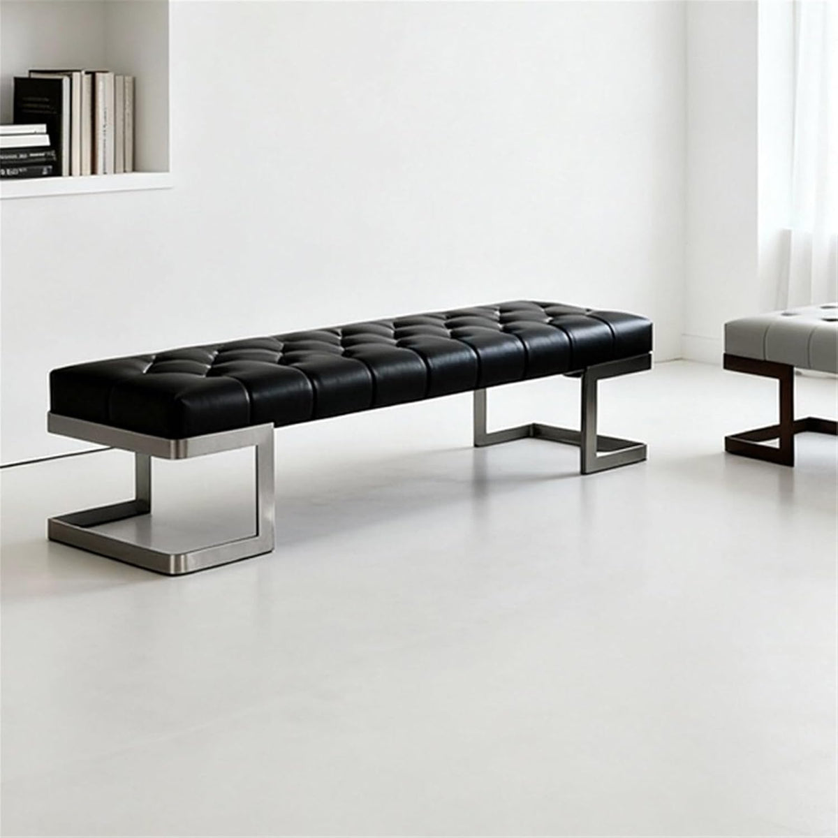 Modern Leather Bed end Bench Bedroom Dressing Room Leisure Entryway(Medium)