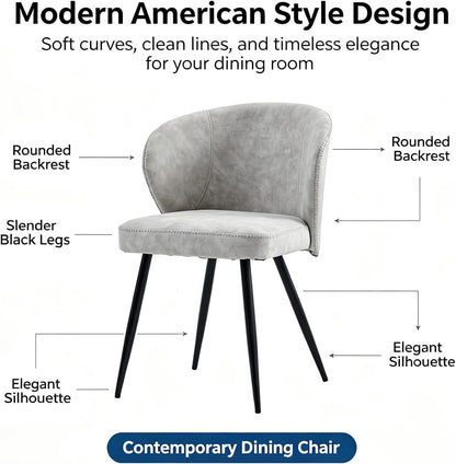 Dining Chairs Set of 6, Sturdy Metal Legs, High-Resilience Sponge, Non-Scratch Pads, for Kitchen, Dining Room, Living Room