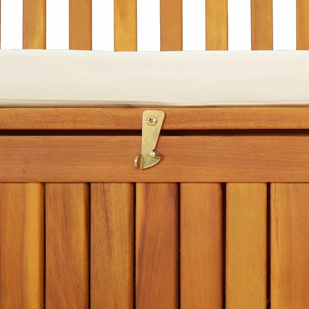Patio Storage Bench Solid Acacia Wood with Cushion 47.2"x24.8"x33.1" Rustic Outdoor Bench Seat for Garden Porch Furniture with Storage Compartment