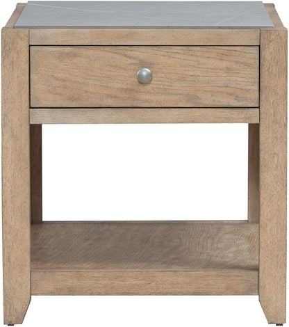 Liberty Furniture Millstone End Table with Unique Tile Top for Living Room - Nutmeg Oak Wood