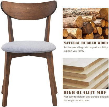 COSTWAY Dining Chairs Set of 6, Mid-Century Modern Kitchen & Dining Chairs with Curved Back and Cushioned Seat, Walnut Finished Wood Living Room Side Chairs for Kitchen, Dining Room, Bistro