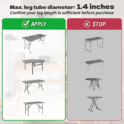 ZhouDaShu Table Leg Extenders for Folding Tables, Table Leg Extensions for Bent and Straight Legs, Heavy Duty Steel Adjustable Folding Table Leg Risers (9.8 in (25 cm) (4 Pack))