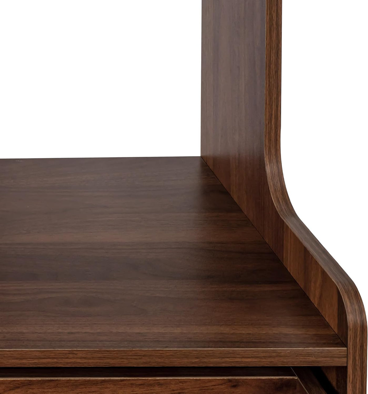 Runboll Tall Coffee Bar Cabinet with Hutch, Kitchen Pantry Cabinet with Microwave Stand, Farmhouse Storage Cabinet with Glass Doors & Drawers for Kitchen, Dining Room, Walnut