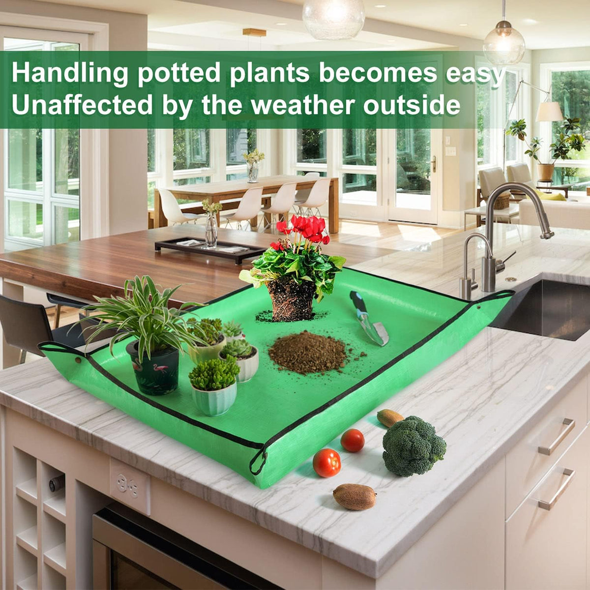 3 PCS 39.5"x 31.5" Large Repotting Mat for Indoor Plant Transplanting and Mess Control Thickened Waterproof Potting Mat Foldable Potting Tray Gardening Mat