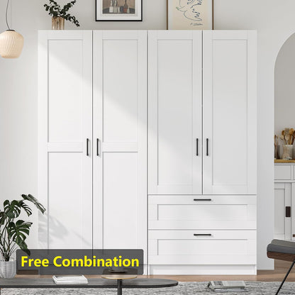 White Tall Kitchen Pantry Cabinet Organizers and Storage with Doors and Adjustable Shelves，Wood Large Gabinetes Para Cocina Office Bookshelf for Laundry Room Cabinets (31.5”W*15.7”D*71”H)