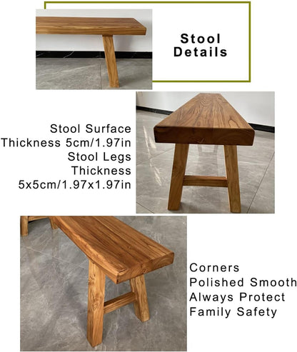 Wood Dining Bench Farmhouse Style Wooden Bench Indoor Kitchen Bench for Living Room Hallway Bedroom.(31.5x10.24x17.72in)