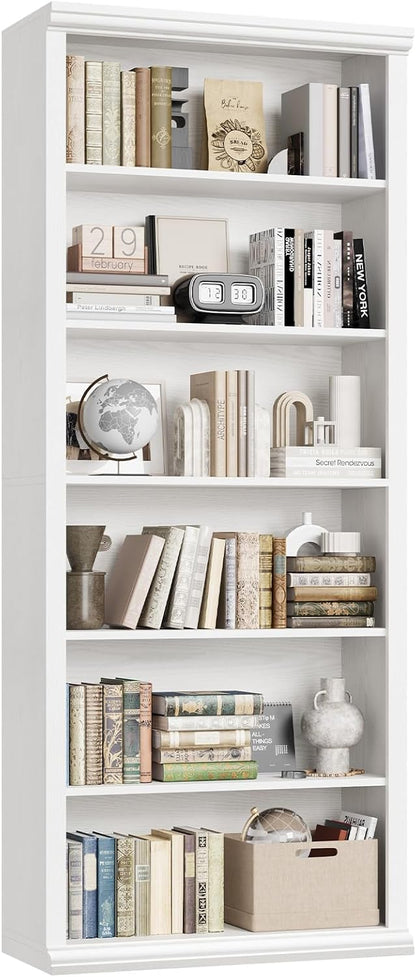 Rresyet Bookcase and Bookshelves, 28" W Tall Bookshelf, White