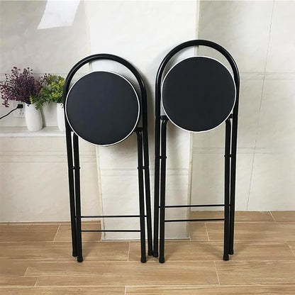 QQXX Folding Bar Stool with Footrest,Leather Padded Folding Kitchen Stool,Portable Counter Height Foldable Stool Tall Bar Stools for Outdoor Kitchen Shop Cafe(2 Pc, White Seat Height 29.5")