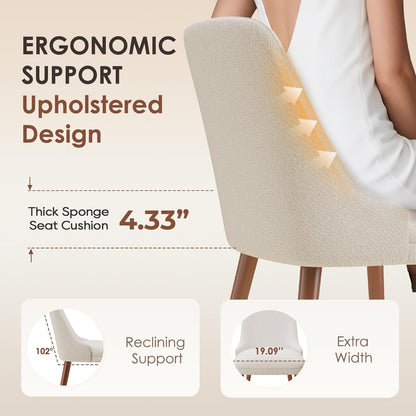 MALOL Upholstered Dining Chairs Set of 6, High-Back Dining Room Chair with Wood Legs, Padded Kitchen Chairs for Dining Room/Restaurant/Cafe, Beige