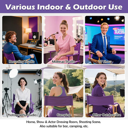 STAY GENT Director's Chair Canvas Replacement Kit 21"L x 8"W - 21"L x 16.5"W Replacement Canvas Durable Cotton Canvas Seat & Back Covers for Makeup, Movie, Show, Outdoor Patio Stools, 1 Set Purple
